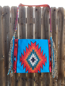 Aztec Tote with Leopard Fringe