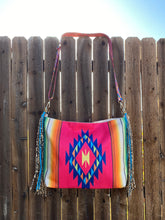 Load image into Gallery viewer, Aztec Tote with Leopard Fringe