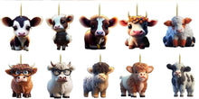 Load image into Gallery viewer, Highland Cow Ornaments-set of 10