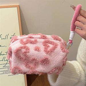 Plush Heart Makeup Bag