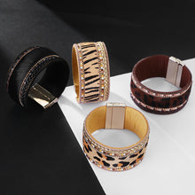 Load image into Gallery viewer, Faux Animal Hide Magnetic Clasp Bracelet