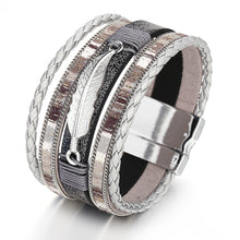 Load image into Gallery viewer, Metal Feather Bracelet w/ magnetic clasp
