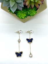 Load image into Gallery viewer, Druzy Butterfly Drop Earrings