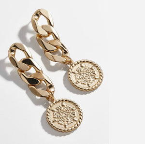 Chain and Coin Dangle Earrings