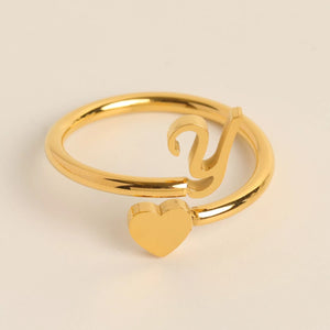 Initial Heart Gold Ring