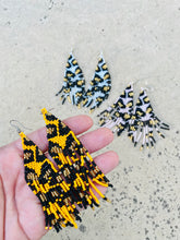 Load image into Gallery viewer, Seed Bead Cheetah Fringe Earrings