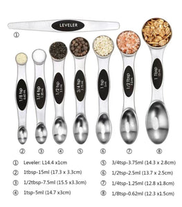 Double-Sided Magnetic Measuring Spoon Set + Leveler