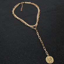 Load image into Gallery viewer, Coin and Chain Dangle Necklace