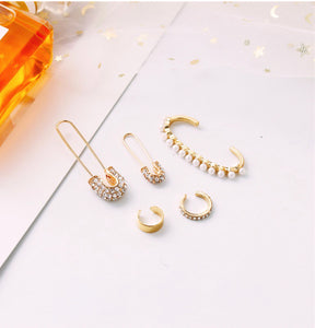 Safety Pins and Pearls ear Cuff set