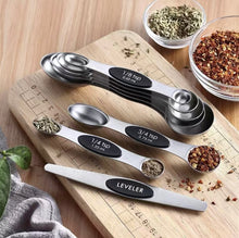 Load image into Gallery viewer, Double-Sided Magnetic Measuring Spoon Set + Leveler