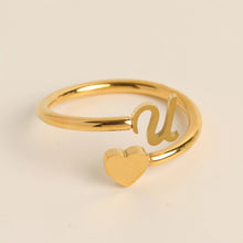 Load image into Gallery viewer, Initial Heart Gold Ring