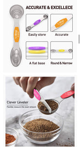 Double-Sided Magnetic Measuring Spoon Set + Leveler