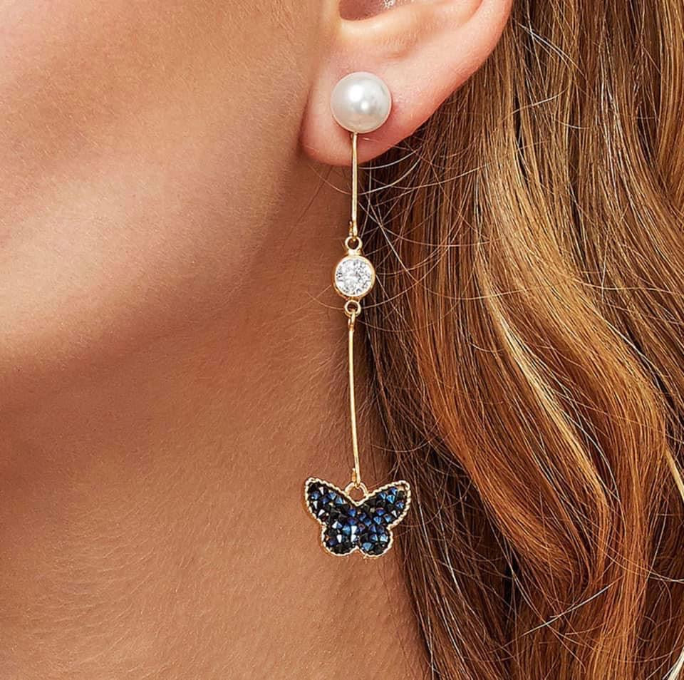 Druzy Butterfly Drop Earrings