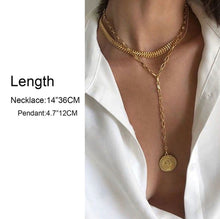 Load image into Gallery viewer, Coin and Chain Dangle Necklace