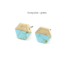 Load image into Gallery viewer, Geometric Turquoise Studs