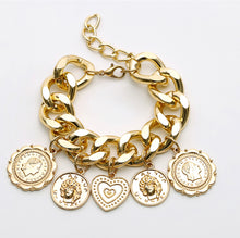 Load image into Gallery viewer, Heart and Coin charm bracelet