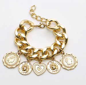 Heart and Coin charm bracelet