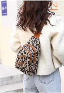 Leopard Zipper Sling Bag