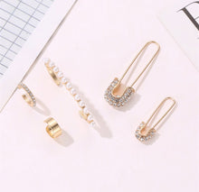 Load image into Gallery viewer, Safety Pins and Pearls ear Cuff set