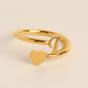 Initial Heart Gold Ring