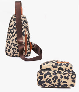 Leopard Zipper Sling Bag