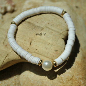 Soft Pottery Stretchy Bracelet with Pearl