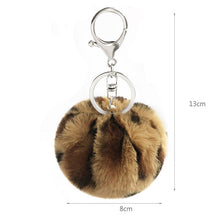 Load image into Gallery viewer, Cheetah / Leopard Puff Ball Key chains
