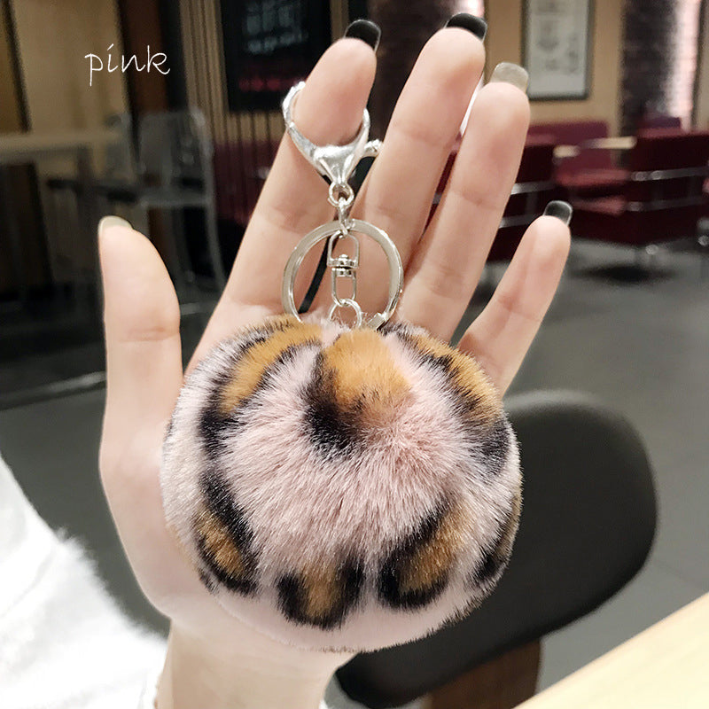 Cheetah / Leopard Puff Ball Key chains