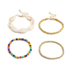 Beads and Shells Bracelet 4 piece Set